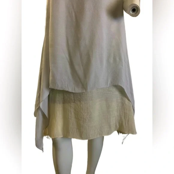 Womens V Neck Short Sleeve Midi Dress Asymmetric Layered Retro Loose Fit Soft . - Picture 3 of 11